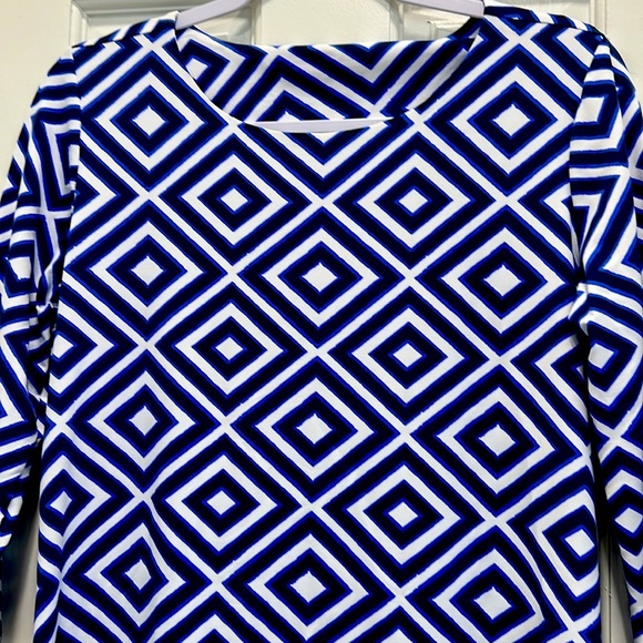 Mahi Gold Navy Purple and White Geometric A Line Dress Nylon & Spandex Sz.M - Picture 4 of 9